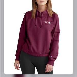 Campus Eco Fleece Mini Zip Mock Neck - Dark Berry Purple